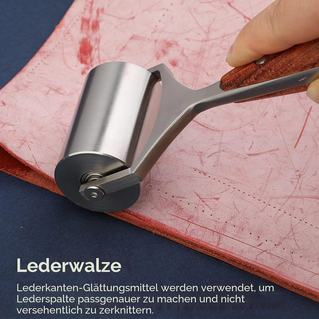 Leder Andruckrolle Leder Roller Werkzeug Andrückwalze Handdruck Roller mit Holzgriff für Schweisswer