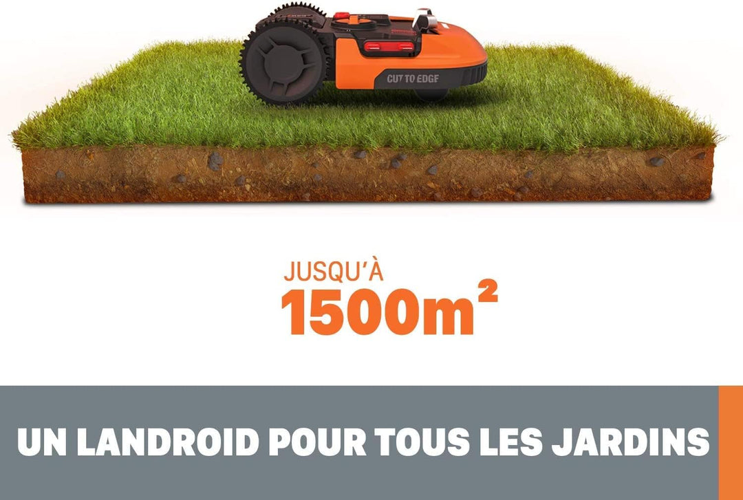 WORX Landroid L WR153E Mähroboter/Akkurasenmäher für grosse Gärten bis 1500 qm/Selbstfahrender Rasen