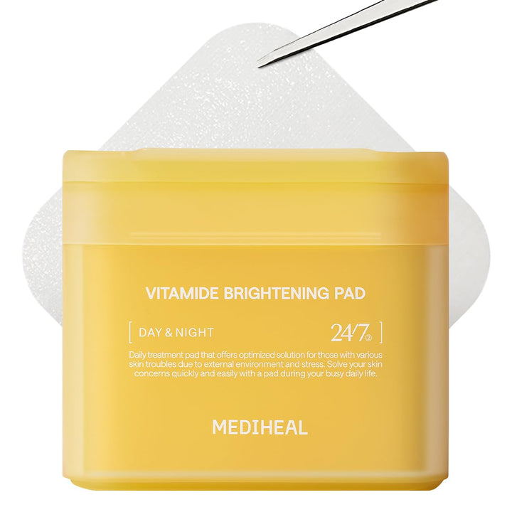 MEDIHEAL Vitamide Brightening Pad - Vegan Face Hypoallergenic Pads with Niacinamide, Sea Buckthorn -