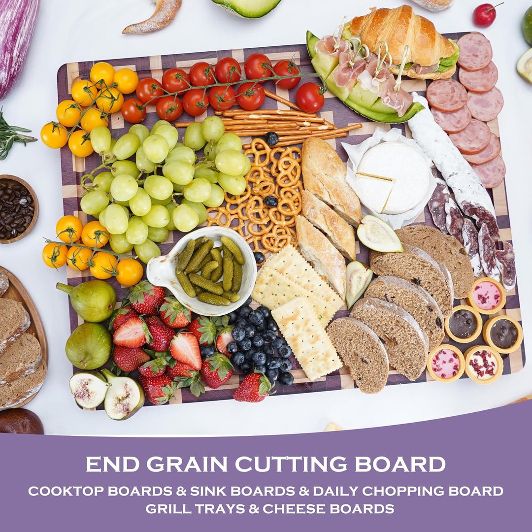 YOUSUNLONG End Grain Schneidebrett - 50 L x 40 B cm Schneidbrett aus Purple Heart Holz - 3,8 cm dick