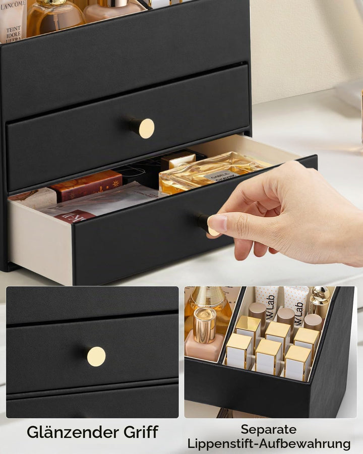 VLANDO Make up Organizer mit 3 Schubladen, Schminktisch Organizer, Kosmetik Organizer, Schmink Organ