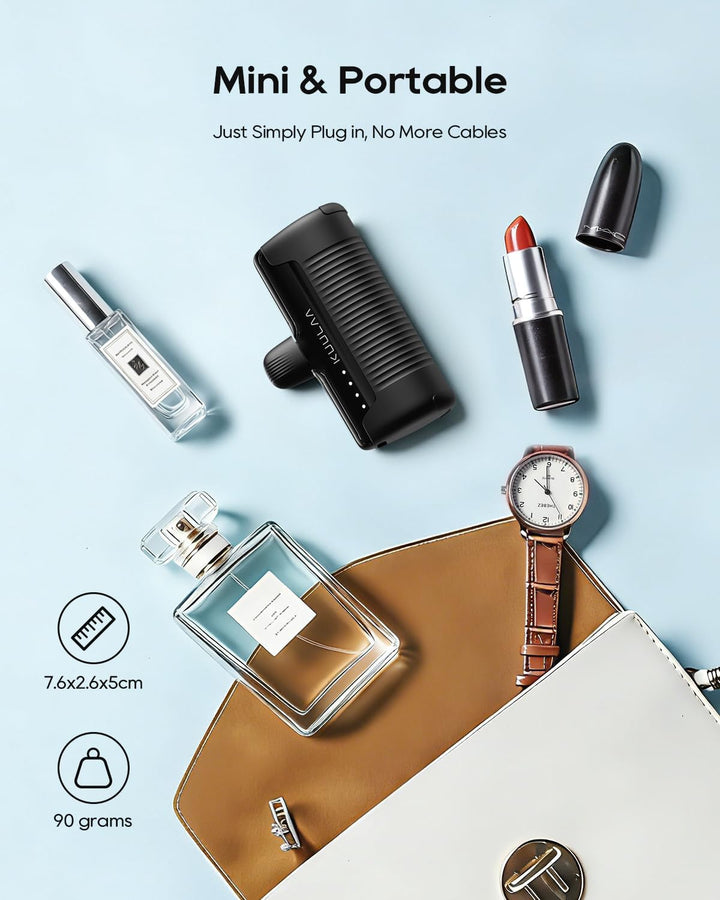 Kuulaa 2 Stück Power Bank USB C 4500mAh, Mini Externer Akku, Schnelles Aufladen Type C Powerbank ohn