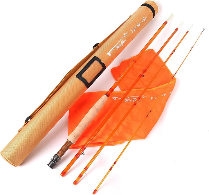 MAXIMUMCATCH Glasfaser Fliegenrute Blau Orange Weiss Lila Fliegenfischen Rute in 7’/8’/8’6’’, 3/5/6w