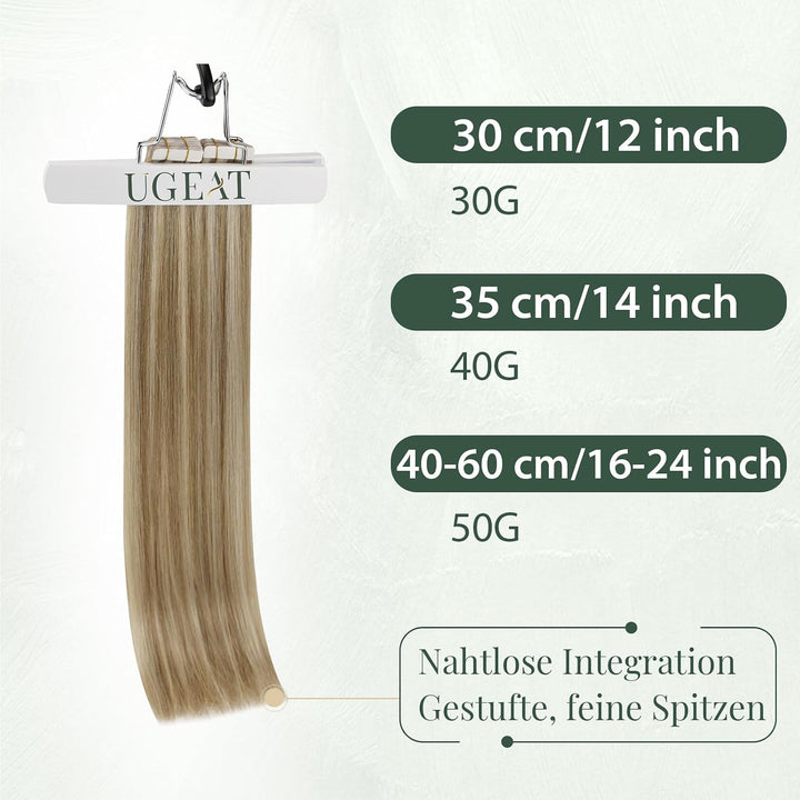 Ugeat Tape in Extensions Echthaar Aschblond Invisible Extensions Echthaar Tape Blond Highlights Hell