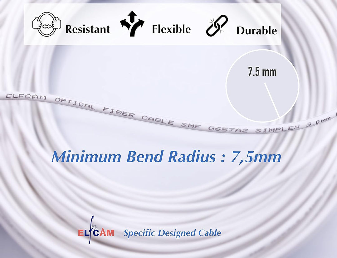 Elfcam® - 40m LWL Glasfaser-Kabel LC/APC auf LC/APC Stecker, Simplex 9/125μm Patchkabel, Lichtwellen