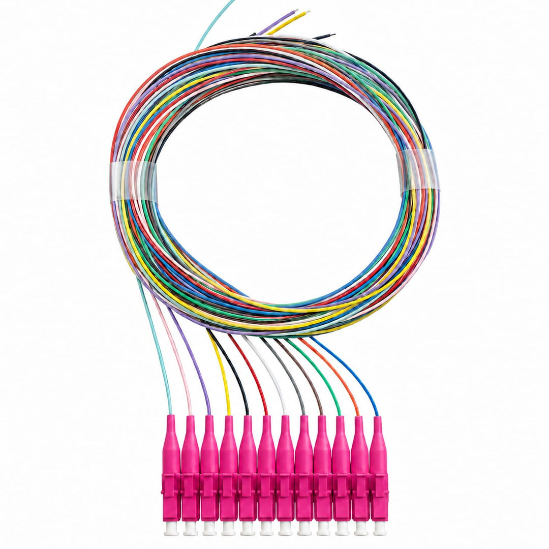 Elfcam® - Farbkodiertes Glasfaserpigment 12 Fasern LC/UPC OM4 Multimode ohne Ummantelung OM4 LC/UPC,