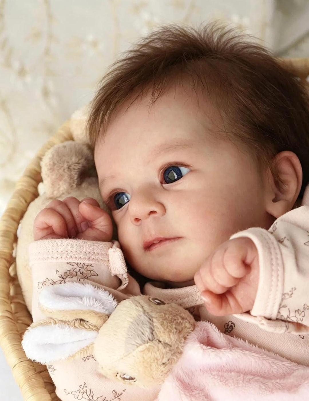 Zero pam Reborn Baby Puppe Lebensecht Mädchen Offene Augen, 48CM Realistische Babypuppe Weichkörper,