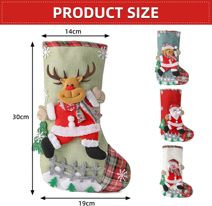 Nikolausstrumpf, Weihnachtsstrumpf 4er Set, Nikolausstiefel zum Befüllen, Weihnachtssocken Kamin zum