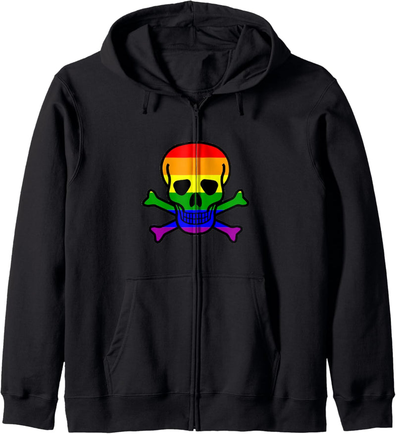 Regenbogen-Totenkopf und gekreuzte Knochen Kapuzenjacke