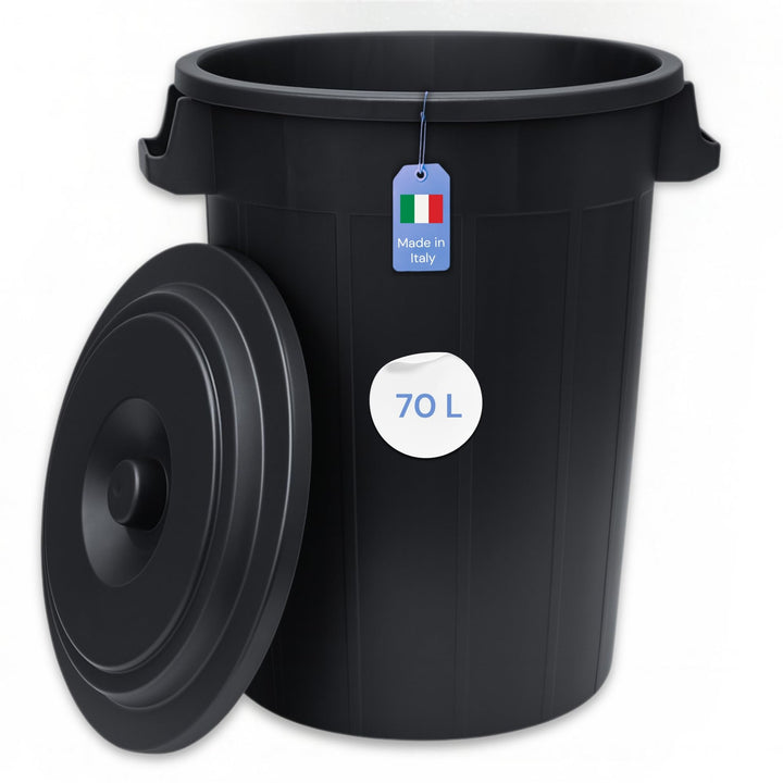 YourCasa Mülltonne 70L - Mülleimer mit Deckel verschliessbar - Tonne mit Trageriffen für Garten - Fu