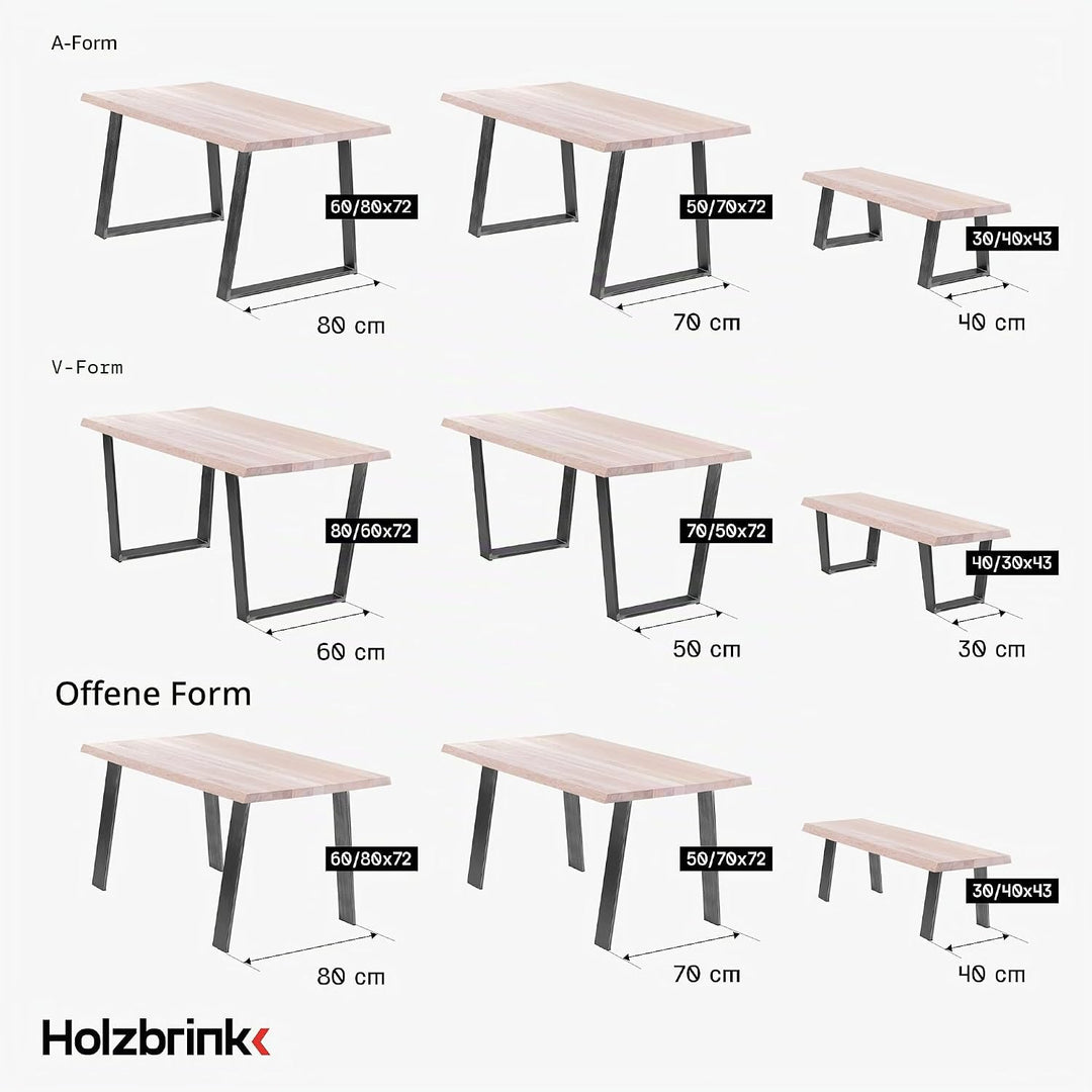 HOLZBRINK Tischbeine Trapez für Esstisch/Schreibtisch, 50/70x72cm, Anthrazitgrau, 1 Stück, HLT-20-C-