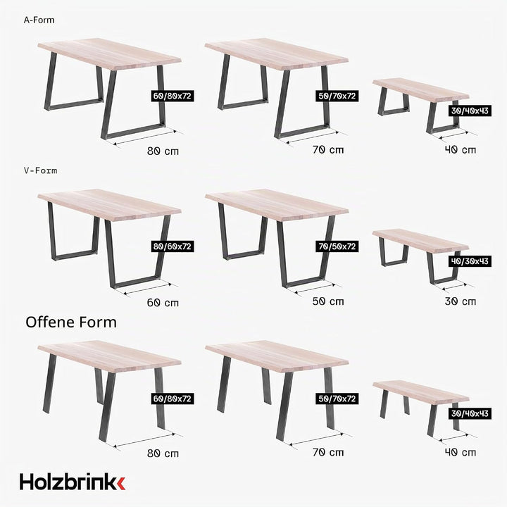 HOLZBRINK Tischbeine Trapez für Esstisch/Schreibtisch, 50/70x72cm, Anthrazitgrau, 1 Stück, HLT-20-C-