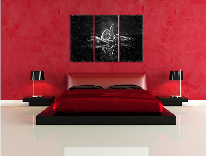 Pixxprint Feurige rote Chili-Schoten Kunst als Leinwandbild/Grösse: 3 Teilig (120x80) cm/Wandbild/Ku