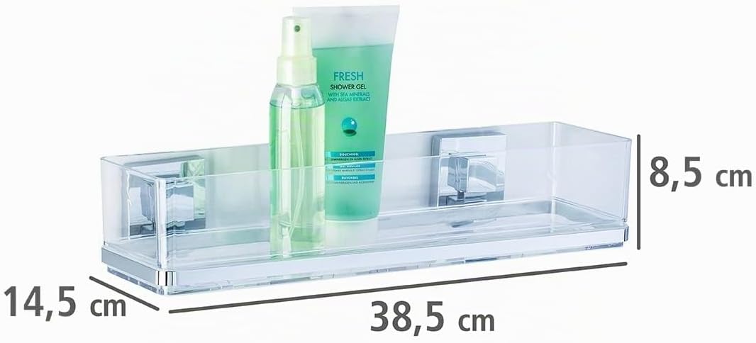 WENKO Badezimmer Wandregal Mod. Quadro Maxi ohne Bohren 2 Etagen rostfreies Edelstahl Halterung mit