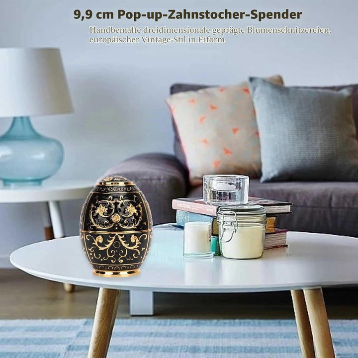 HERCHR Zahnstocherhalter, Spender Für Zahnstocher, Zahnstocher Spender, Push-Stil Retro Metall Hochs