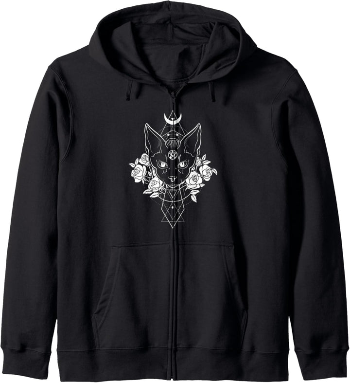 Okkult Geometrie Wicca Pentagramm Satanische Katze Hexen Kapuzenjacke