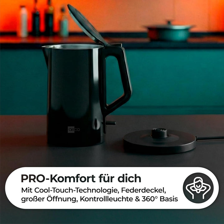 aeco AQA PRO elektrischer Wasserkocher Edelstahl Tee-Kocher Teebereiter electric kettle tea-maker bo