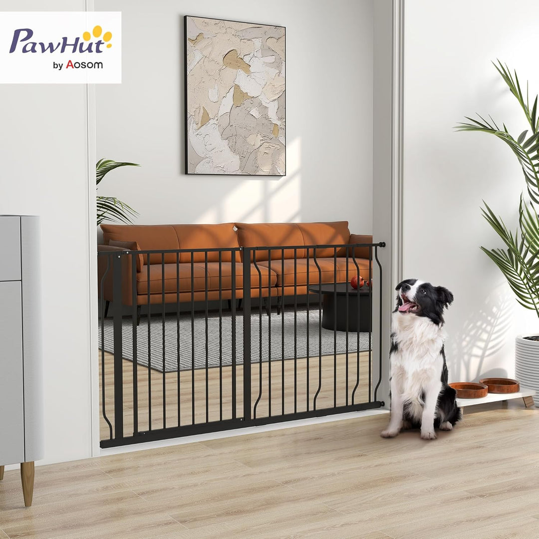 PawHut Hunde Türschutzgitter Treppenschutzgitter, 75-145 cm Hunde Türgitter, Baby Türgitter, Klemmgi