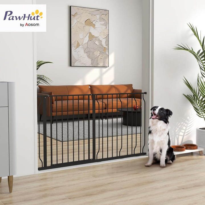 PawHut Hunde Türschutzgitter Treppenschutzgitter, 75-145 cm Hunde Türgitter, Baby Türgitter, Klemmgi