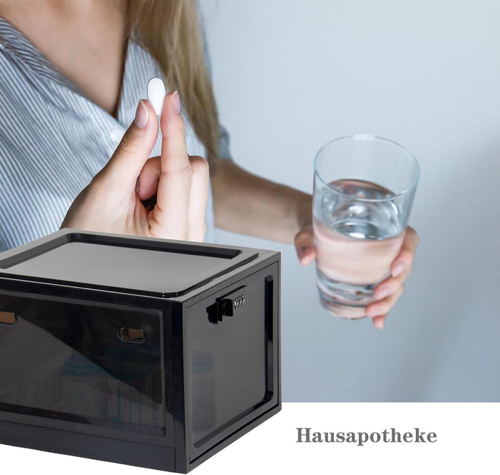 Theo&amp;Cleo Medikamenten Aufbewahrungbox, Abschliessbare Durchsichtige Box für Handys, Süssigkeiten, S