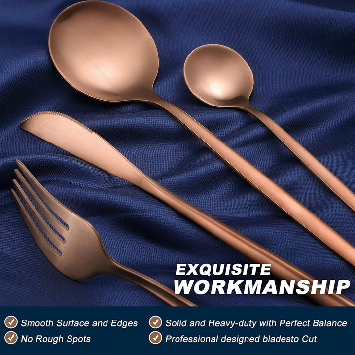 Bestdin Besteck Set 6 Personen, 24 teilig Edelstahl Besteck Rosegold Essbesteck Set mit Messer Gabel