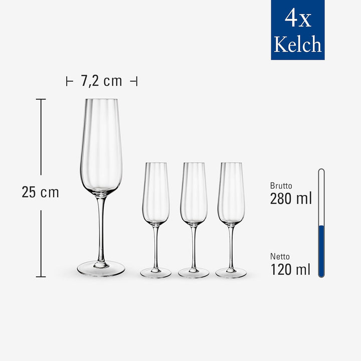 Villeroy & Boch - Rose Garden Sektkelch, Set 4tlg., 120ml, Kristallglas Transparent Sektkelch Set 4t