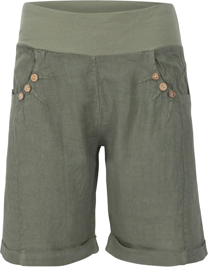 Malito Damen Bermuda aus Leinen | Shorts für den Strand | lässige Kurze Hose | Pants - Hotpants 8024