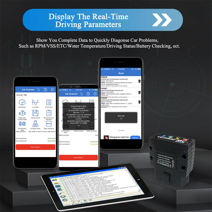 vLinker MC Mini Bluetooth OBD II Scanner Adapter Auto Diagnose Scan Tool und Codeleser für Android (