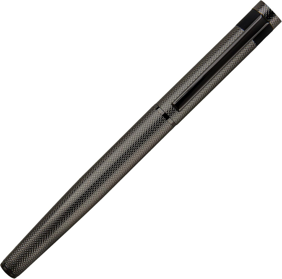 Hugo Boss Loop Diamond Tintenroller aus Messing in der Farbe Gun, Länge: 14,6cm, Tintenfarbe: Schwar