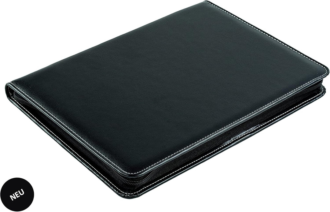 DELMON VARONE - Tablet Schreibmappe mit Reissverschluss inkl. Notizblock DIN A4 aus veganem Eco Kuns