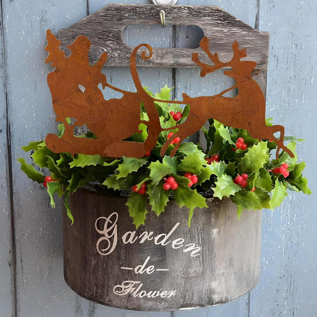 4 Stück Weihnachtsdeko Outdoor Weihnachten Rost Deko Gartendeko Weihnachten Gartenstecker, Adventskr