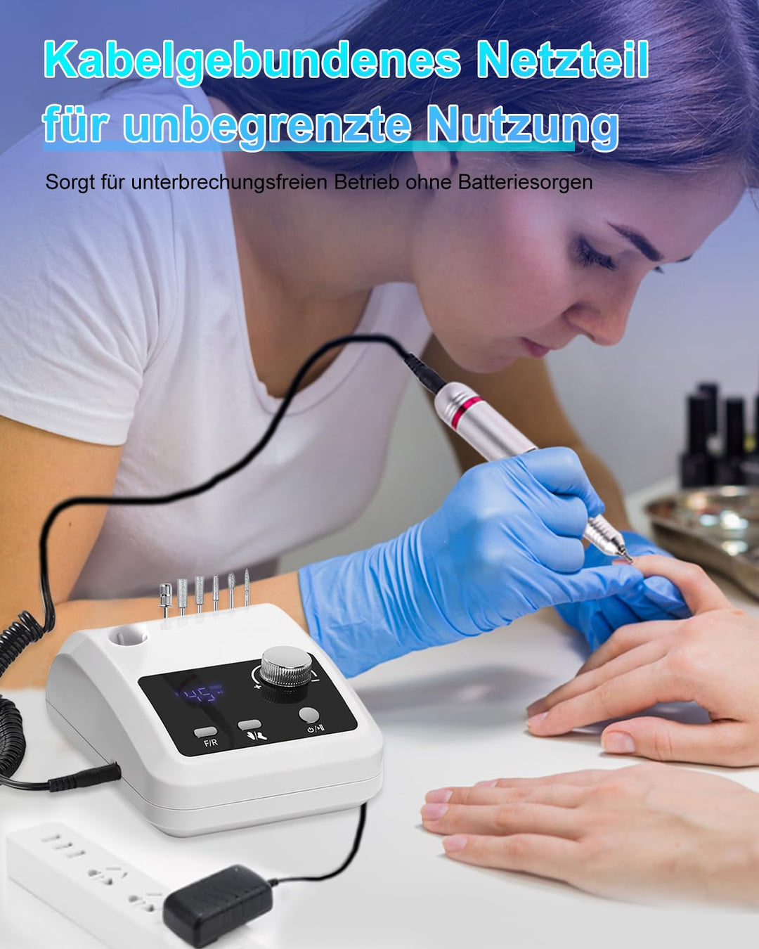 CozyZen Elektrische Nagelfräser Professional: 45000 U/min Nagelpflege-Kit mit LCD-Display, Hand- & F
