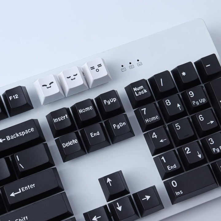 Hyekic Keycaps 173 Tasten Schwarze und Weisse Tastenkappen Double-Shot ABS Cherry Profil Custom Keyc