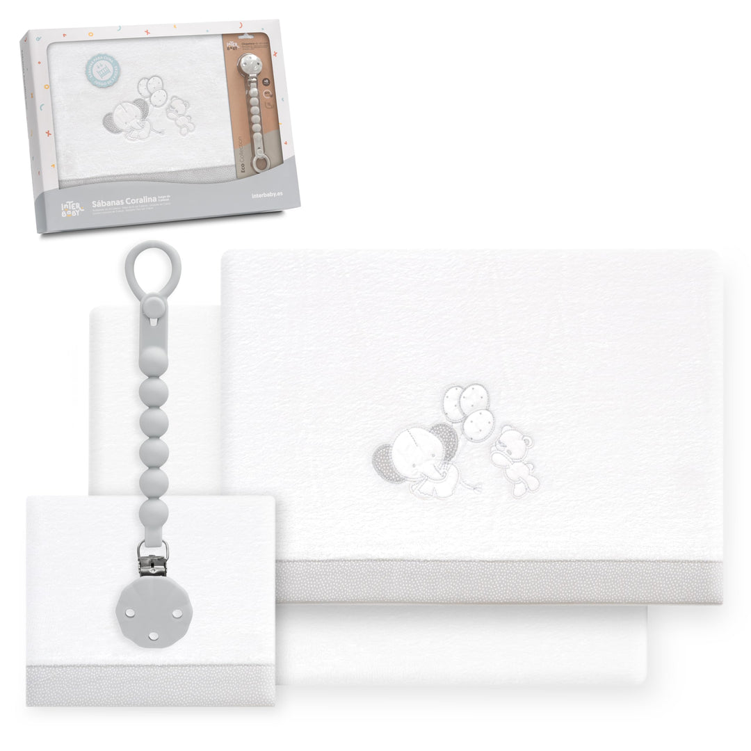 Interbaby Bettwäsche-Set für Kinderbett, 60 x 120 cm, 100% Polyester, warm, inklusive Spannbettlaken