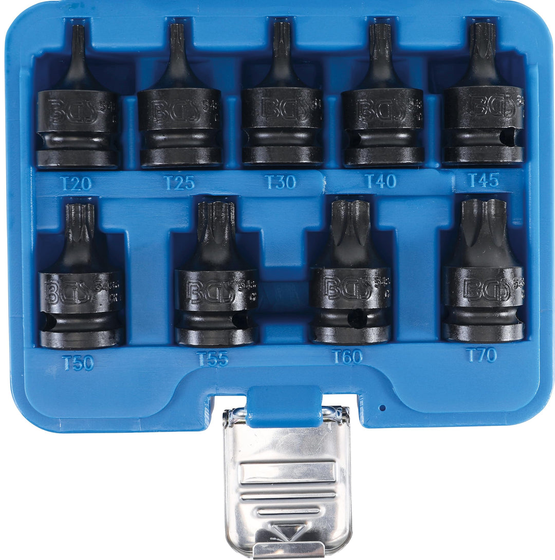 BGS 5486 | Kraft-Bit-Einsatz-Satz | 12,5 mm (1/2") | T-Profil (für Torx) T20 - T70 | 9-tlg. 9-tlg. |