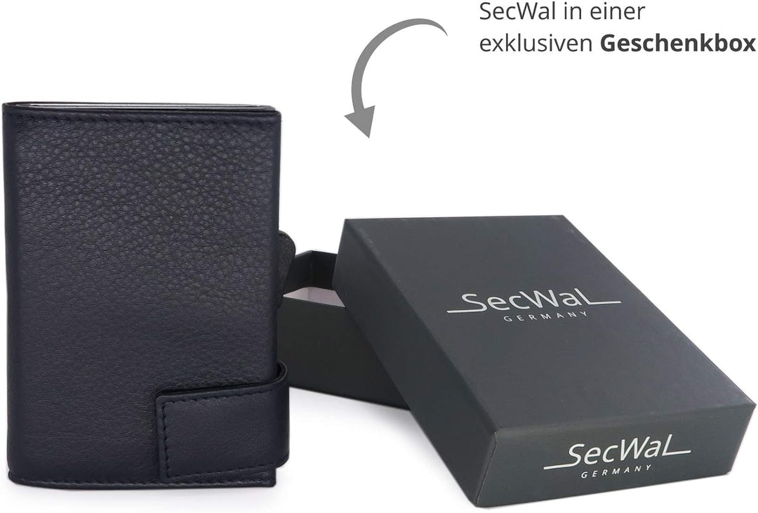 SecWal Kartenetui mit Münzfach Reissverschluss (Blau), Blau