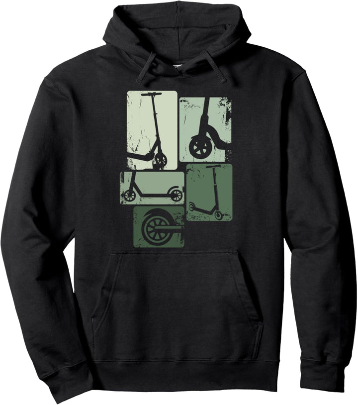 Scooter Roller Stunt Retro Vintage Tretroller Jungen Kinder Pullover Hoodie