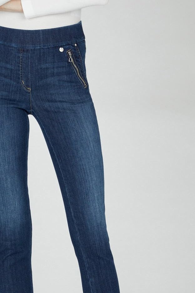 ROBELL Style NENA09 - 7/8 Damen Jeans straight - Jeanshose Damen high waist - Stretch Jeans Hose mit