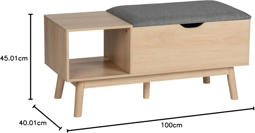 WENKO Sitzbank Edda mit Staufach, moderne Schuhbank mit Sitzpolster und grosszügigem Stauraum für Di