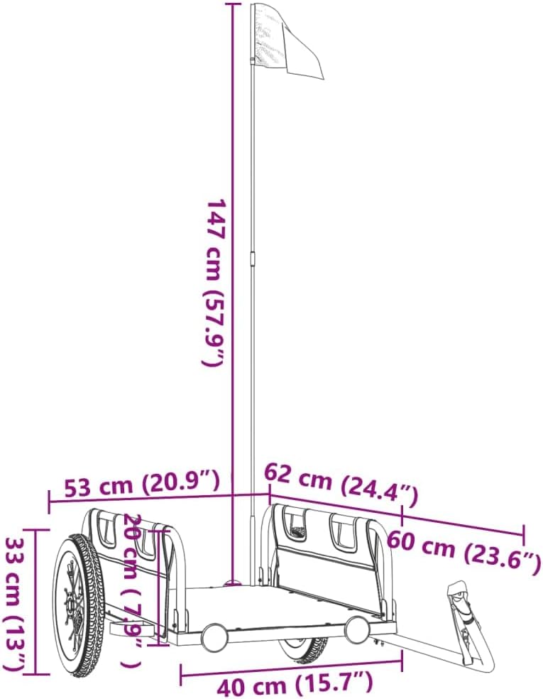 Fahrradanhänger Blau mit Oxford-Gewebe und Eisenrahmen, x x, klappbar, gefedert, für Stadt, Einkauf,