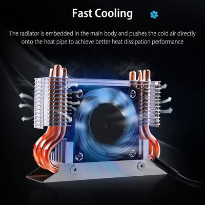 NewHail M.2 2280 SSD Kühler Kühlkörper mit 40mm PWM Lüfter, Kupfer Heat Pipes und Thermal Pad, SSD K
