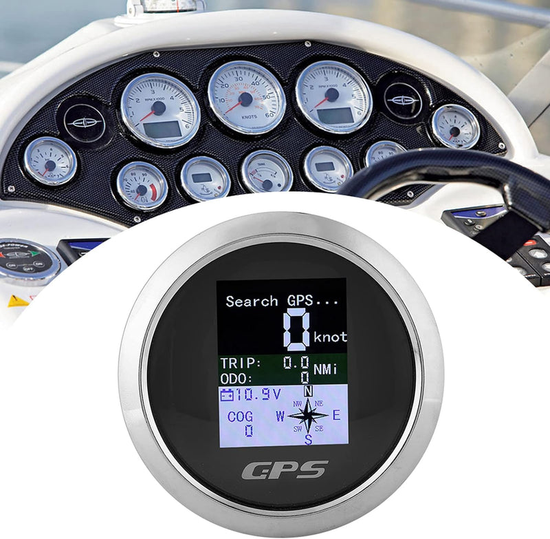 GPS Tachometer Geschwindigkeitsmesser Kilometerzähler für Auto Boot 85mm(Schwarz), Schwarz