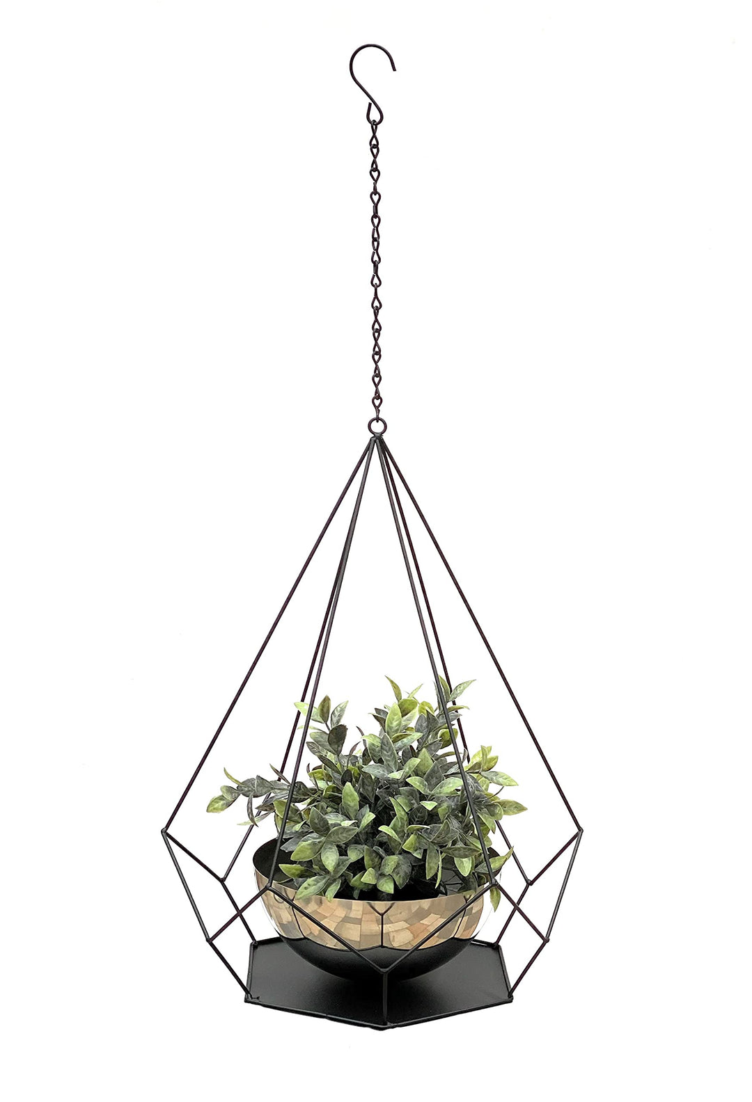 DanDiBo Blumenampel Innen Metall Wand Hängepflanzen 76 cm 96095 L mit Topf 6 Ecken Pflanzenhänger Bl