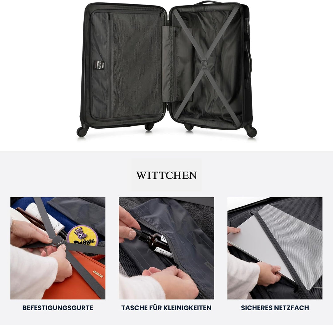 WITTCHEN Mittlerer Koffer Trolley Koffer Reisekoffer aus ABS Hartschalen Trolley 4 Rollen Kombinatio