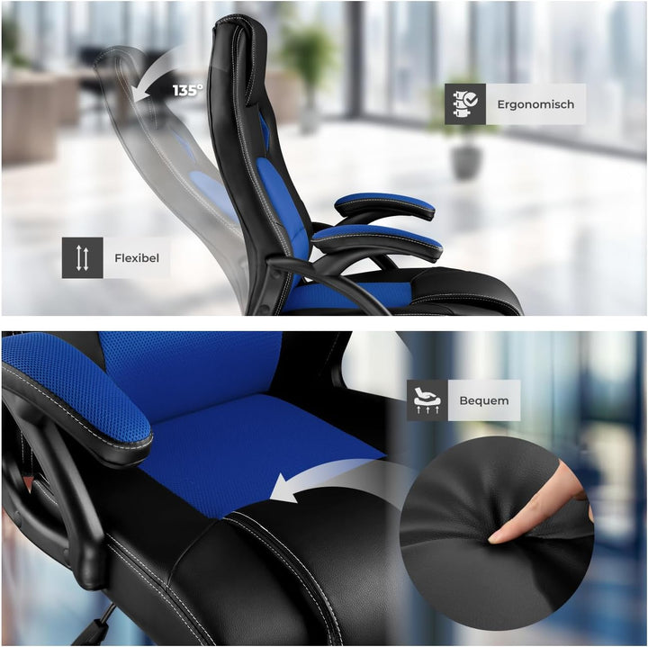 TecTake Sportsitz Chefsessel Stuhl ergonomischer Gaming Bürostuhl Racing Schalensitz - Diverse Farbe