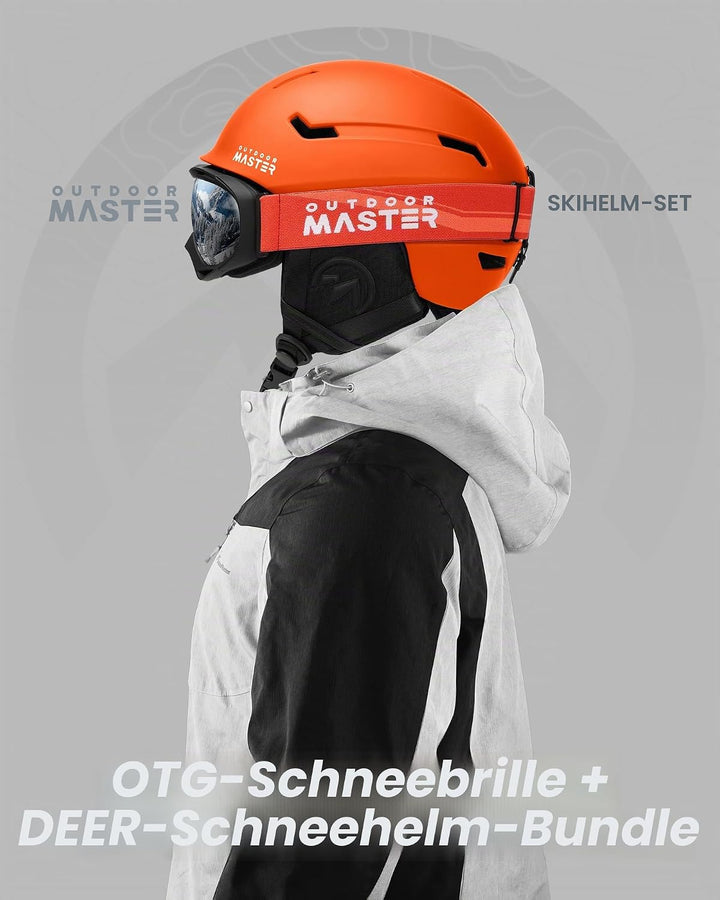 OutdoorMaster Skihelm-Set, Snowboard-Helm mit Brille für Erwachsene - 12 Belüftungsöffnungen - Skihe