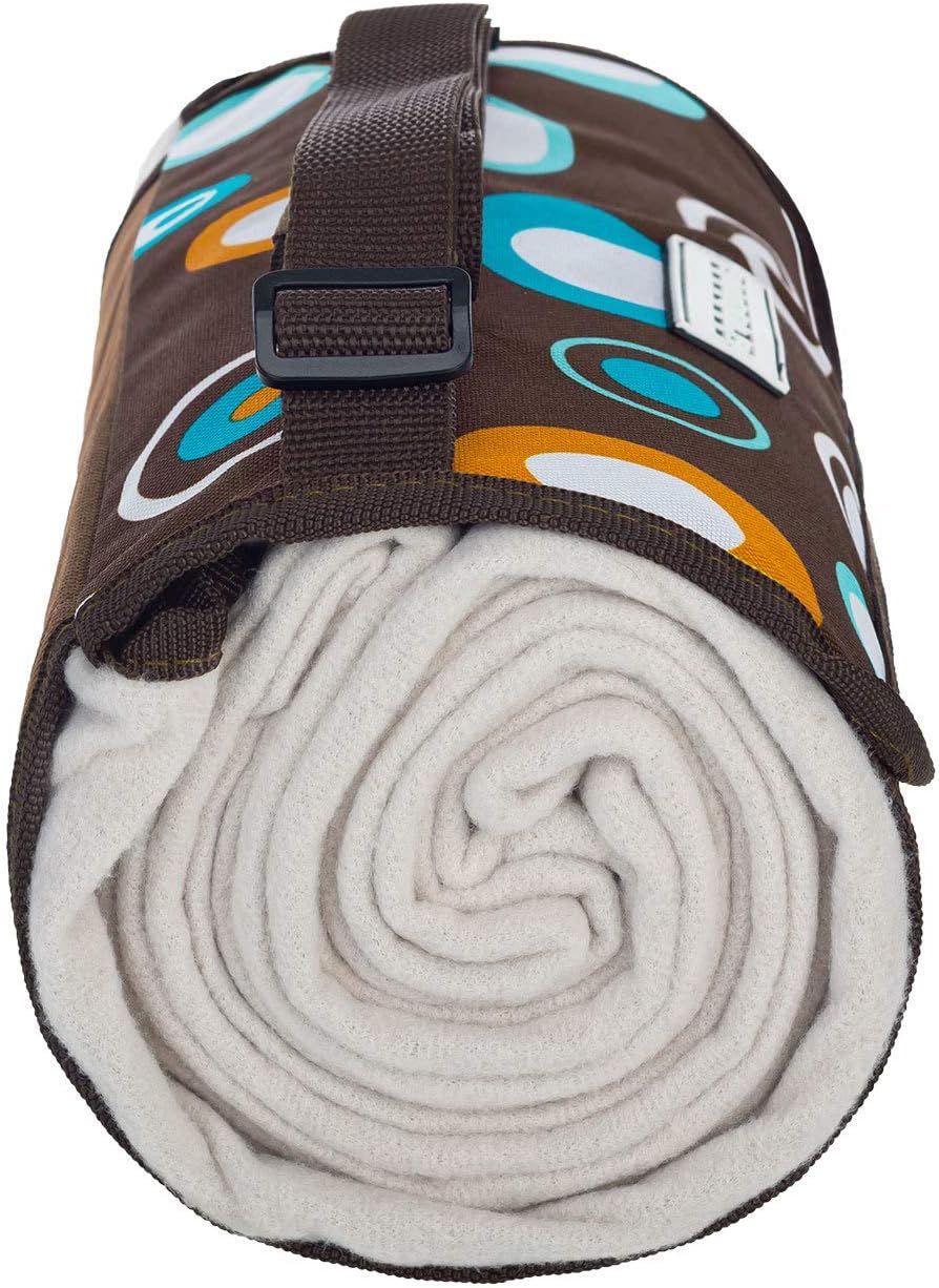 anndora Fleece Picknickdecke wasserdicht 125x150 cm - braun Braun Hellblau, Braun Hellblau