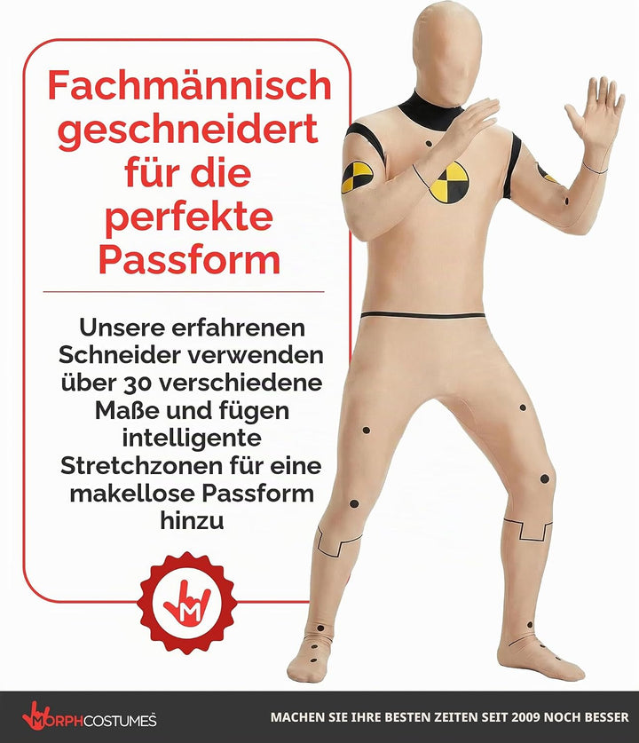 Morphsuits Offizielles Crash Test Dummy Kostüm, Kostüm Herren, Halloween, Halloween XXL, XXL