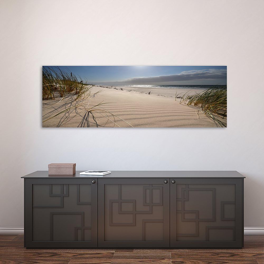 Feeby Bilder Strand Meer Sand Gras 150x60 cm Wohnzimmer Schlafzimmer Büro Flur Küche Wandbilder Mode