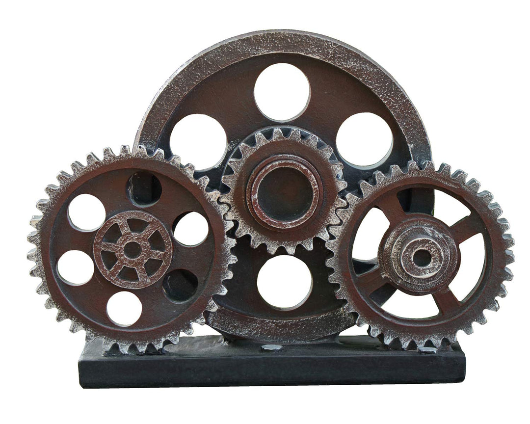 Retro Industrieller Steampunk Kunstharz Zahnrad Figur Höhe19.5cm, Kupfer Farbe, Schweres Dekoratives